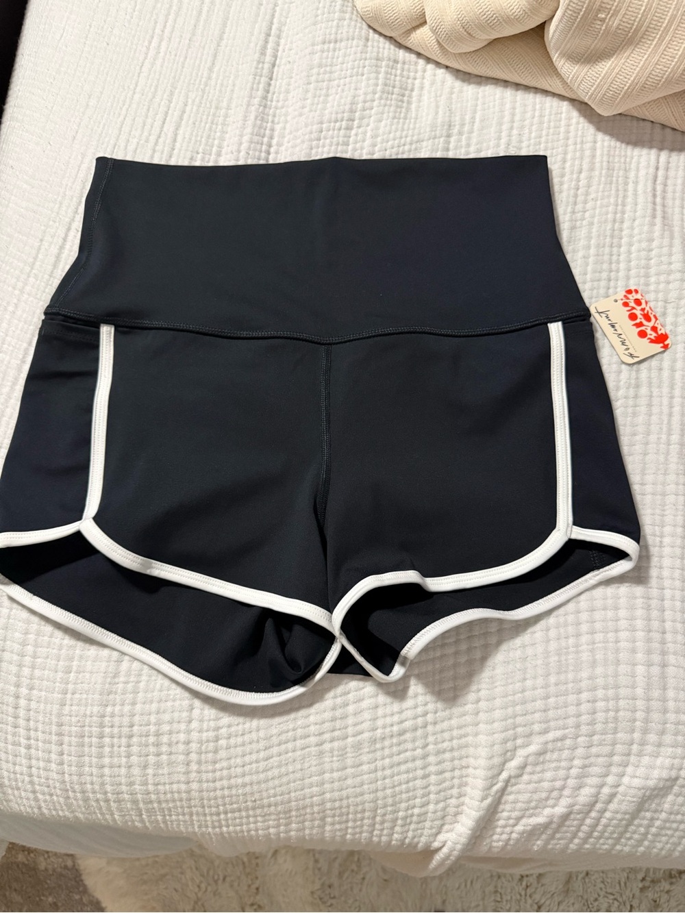 Free People Black Athletic Shorts with White Trim